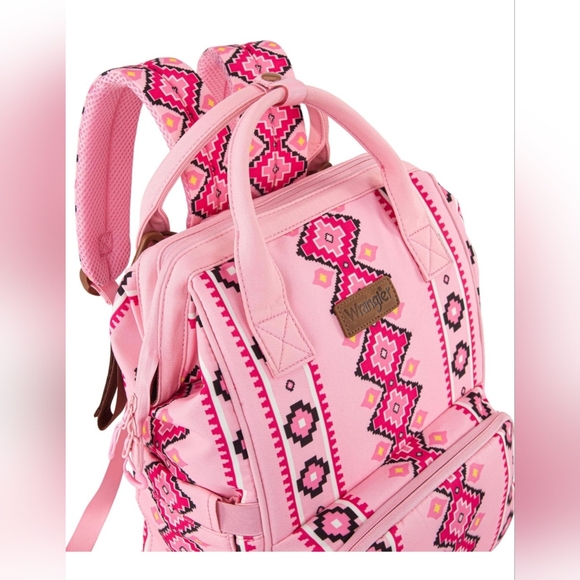 Wrangler Aztec Southwestern Pattern Sided Print Multi-Function Backpack Pink - Picture 8 of 9